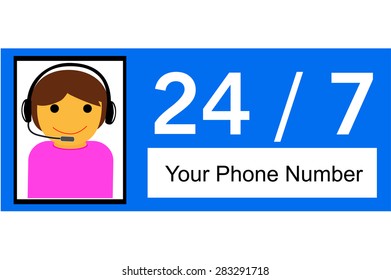 sign of 24 hour Call Center
