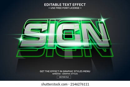 Sign 3D editable text effect template