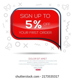 Sign up to 5% off your first order, Vector illustration.