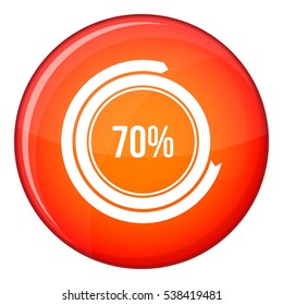 Sign 70 load icon in red circle isolated on white background vector illustration