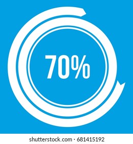 Sign 70 load icon white isolated on blue background vector illustration