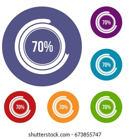 Sign 70 load icons set in flat circle reb, blue and green color for web