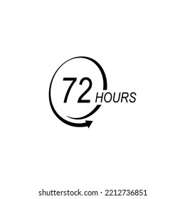signo de 72 horas de flecha de reloj logotipo icono de icono de vector diseño