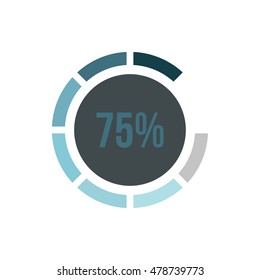 Sign 75 load icon in flat style isolated on white background. Loading symbol vector illustration