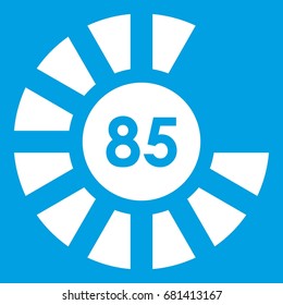 Sign 85 load icon white isolated on blue background vector illustration