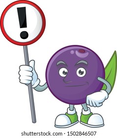 With sign acai berries cartoon on white background