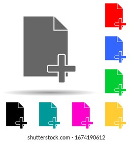 signo agregar un icono de estilo de varios colores del documento. Línea delgada simple, contorno vectorial de iconos web para ui y ux, sitio web o aplicación móvil