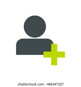 Sign add to friends icon in flat style isolated on white background. Badge symbol vector illustration