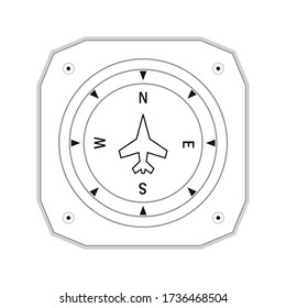 Sign of aircraft navigation system. Vector illustration of aviation panel on white background