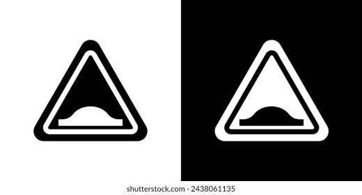 Sign Alerting to Road Bumps. Speed Bump Caution Symbol for Drivers.