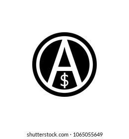 a sign of anarchy and the dollar icon. Element of communism illustration. Premium quality graphic design icon. Signs and symbols collection icon for websites, web design on white background