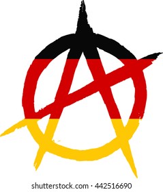 Sign of Anarchy painted Germany flag