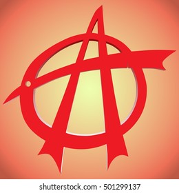 Sign anarchy red with a background