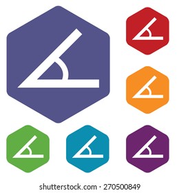 Sign of the angle rhombus icons set in different colors. Vector Illustration