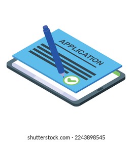 Sign application icon isometric vector. Approve document. Account license