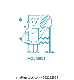 Sign Aquarius Zodiac Horoscope .vector illustration background
