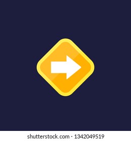 Sign with arrow, flat vector