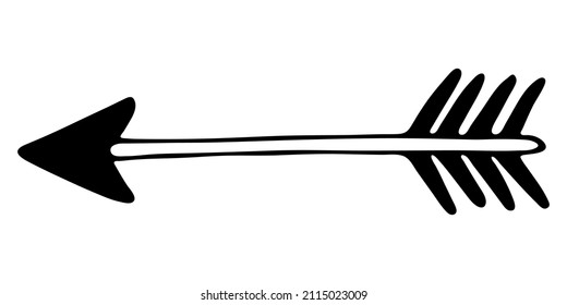 Sign of arrow. Hand drawn simple doodle clipart. Vector illustration. For card, poster, banner.