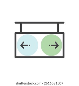 Sign with an arrow pointing left and an arrow pointing right.