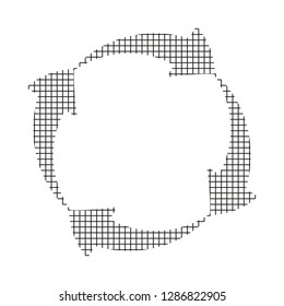 Sign arrows around, black on a white background, squares, vector
