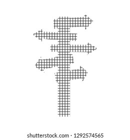 Sign arrows on a pole, black on a white background, squares, vector