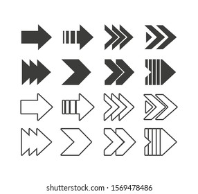 sign arrows set icons on white background, vector