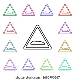Sign artificial unevenness multi color style icon. Simple thin line, outline vector of road sign icons for ui and ux, website or mobile application