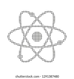 Sign atom, black on a white background, squares, vector