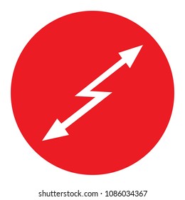 Sign Attention Hazard Red Round Icon With White Arrow Lightning Inside With A Direction Up And Down On Whire Background Attention Tension Symbol Icon Emblem Pictogram Vector Isolated Illustration