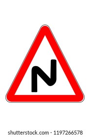 Sign of attention, steep turn of the road vector