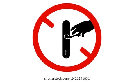 sign- Avoid touching door knob surface, black and red isolated silhouette