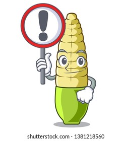 With sign baby corn in a character bowl