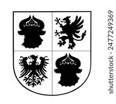 Sign badge Mecklenburg Vorpommern coat of arms silhouette vector illustration isolated. Heraldic Mecklenburg Western Pomerania COA emblem banner. Germany province state national symbol shape shadow.