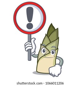 With sign bamboo shoot character cartoon