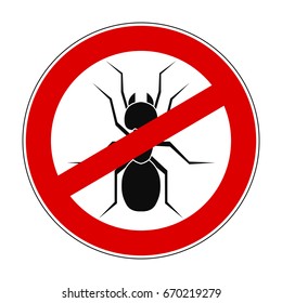 Sign ban anti ant - stock vector