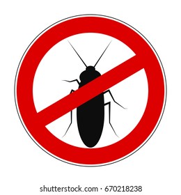 Sign ban anti cockroach - stock vector