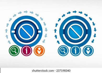 Sign ban icon and creative design elements. Flat design concept.