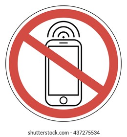 Sign ban prohibits mobile phone, smart phone, vector for print or website design