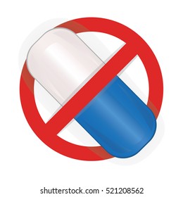 Sign of the ban of reception of lekrastvo. Vector illustration