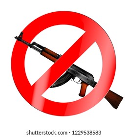 The sign of the ban, there is no war with a Kalashnikov assault rifle.