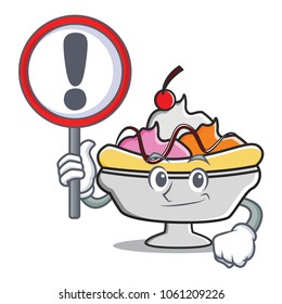 With sign banana split character cartoon