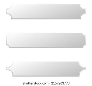 Sign, Banner, Plaque Design Shape Element. Rectangle Plate, Board With Blank, Empty Space For Your Message