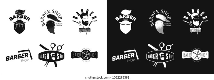 sign for barber shop. Set. Emblem of beauty salon for men