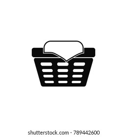 sign of a basket with linen icon. Wash elements. Premium quality graphic design icon. Simple icon for websites, web design, mobile app, info graphics on white background
