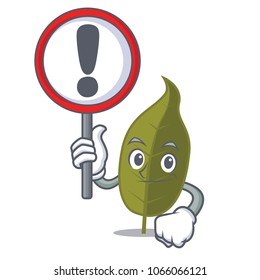 With sign bay leaf character cartoon