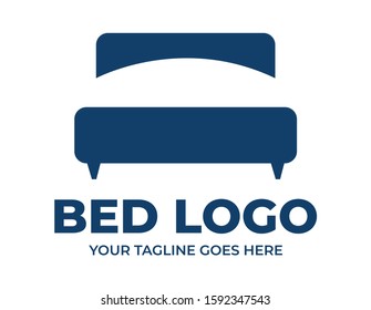 Sign Bed Logo Design Vector