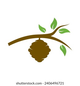 sign of bee hive logo vector icon illustration design 