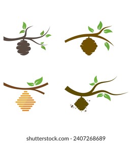 sign of bee hive logo vector icon illustration design 