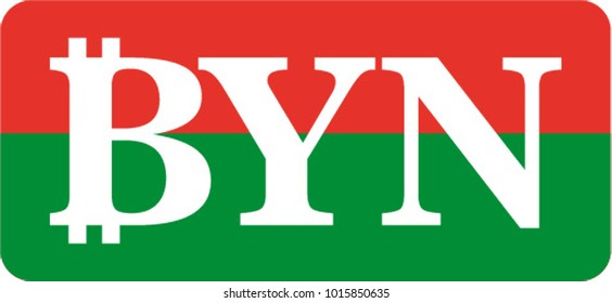 Sign of Belarusian national currency in integration with bitcoin against the background of the flag of Belarus