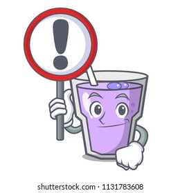 With sign berry smoothie character cartoon